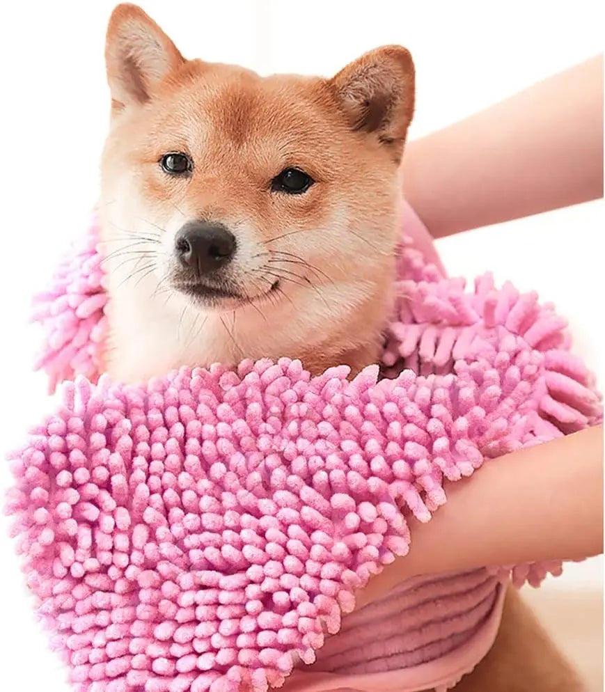 Oazeno Ultra-Absorbent Pet Towel with Hand Pockets | Quick-Dry Microfiber & Chenille