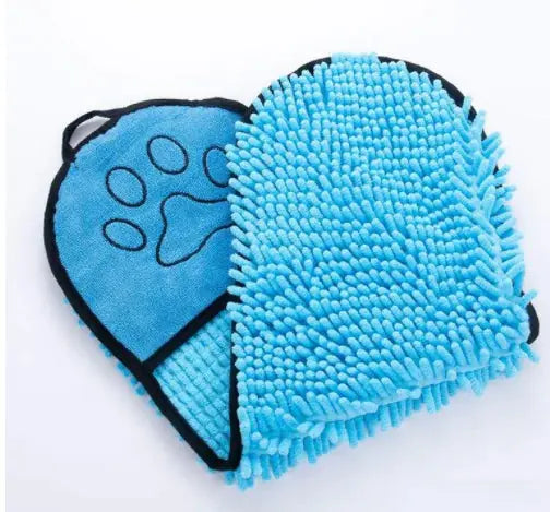 Oazeno Ultra-Absorbent Pet Towel with Hand Pockets | Quick-Dry Microfiber & Chenille