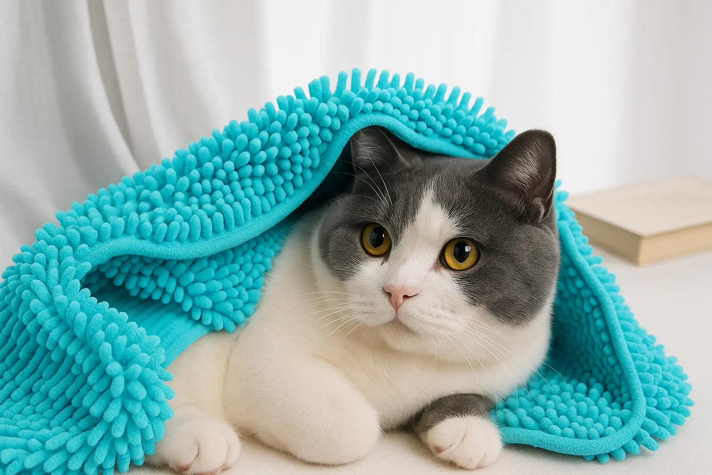 Oazeno Ultra-Absorbent Pet Towel with Hand Pockets | Quick-Dry Microfiber & Chenille