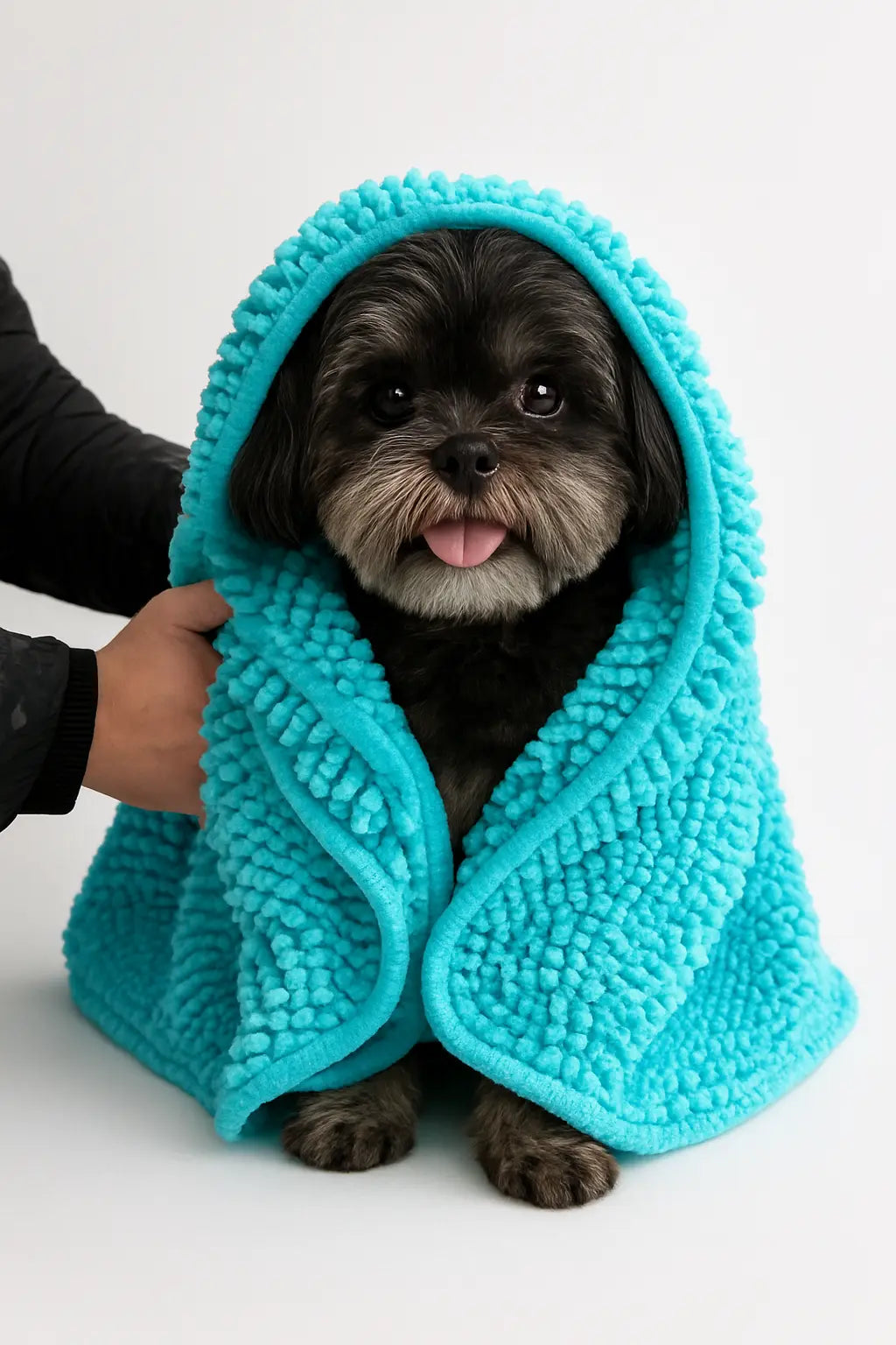 Oazeno Ultra-Absorbent Pet Towel with Hand Pockets | Quick-Dry Microfiber & Chenille