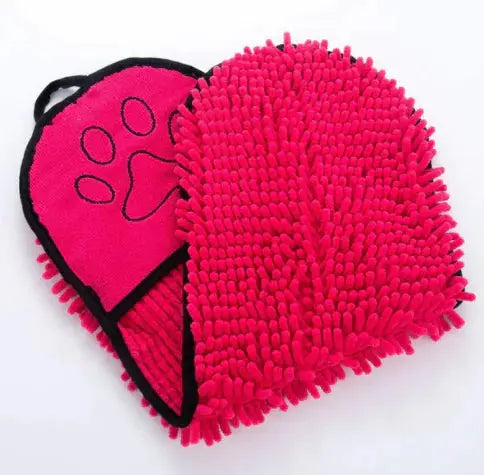 Oazeno Ultra-Absorbent Pet Towel with Hand Pockets | Quick-Dry Microfiber & Chenille